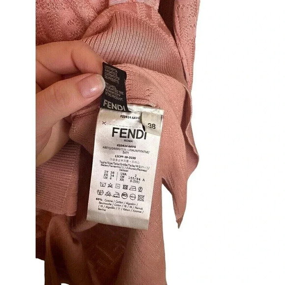 Fendi FF-MOTIF COTTON AND VISCOSE SWEATER-DRESS IN PINK Size IT 38 US Small - Picture 12 of 12